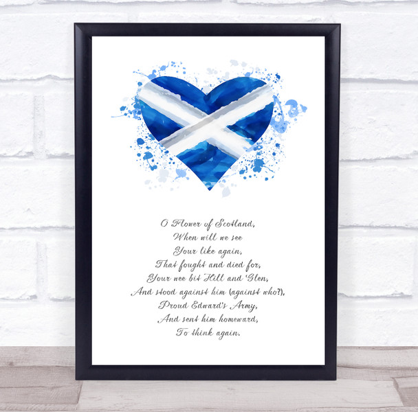 Scotland Watercolour Heart Splatter Art Anthem Quote Wall Art Print