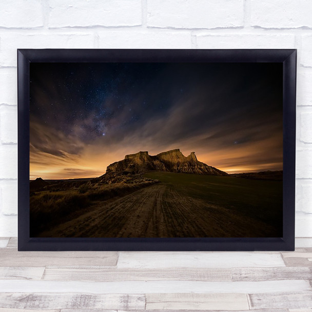 Badlands Night Hill Mountain Road Way Rocks Sky Wall Art Print