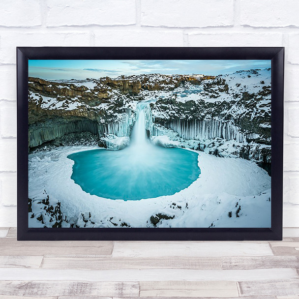 blue bliss Iceland Waterfall Ice Frost Frozen Cold Winter Pond Pool Art Print