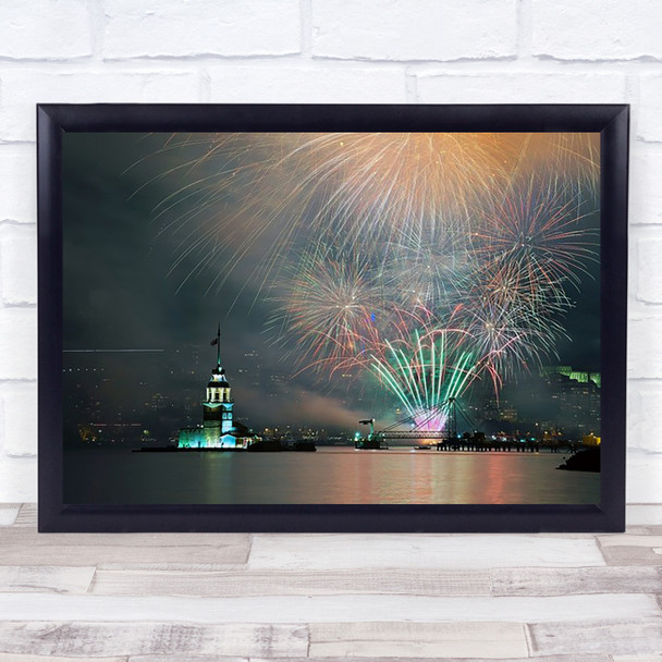 Celebration Night Turkey Istanbul Fireworks Cityscape Festival Wall Art Print Celebration Night Turkey Istanbul Fireworks Cityscape Festival Wall Art Print