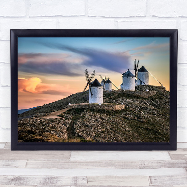 Clouds Sky Sunset Windmill Tower Wind Art Print