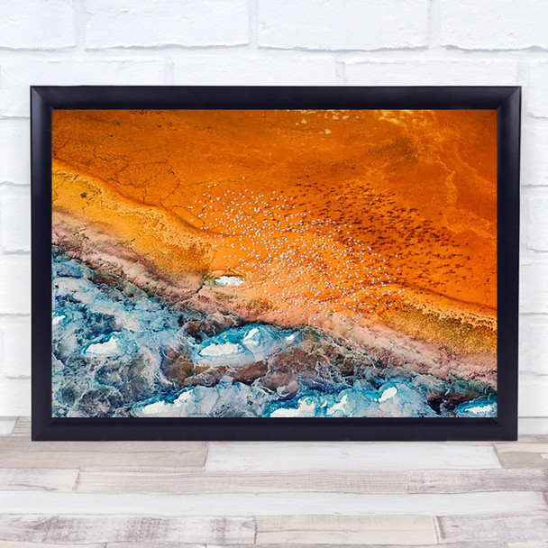 Colourful Kenya Lake Colour Aerial Flamingo Flamingos Water Colours Art Print
