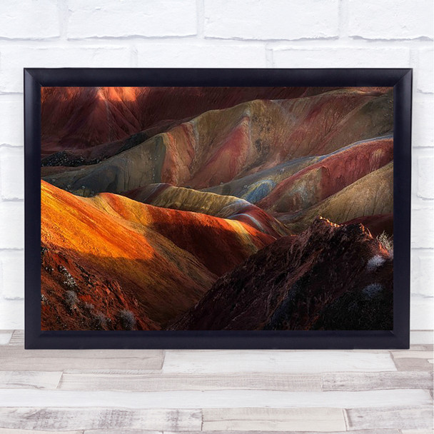 Danxia Landforms Colourful Waves Abstract Marble Mountains Wall Art Print