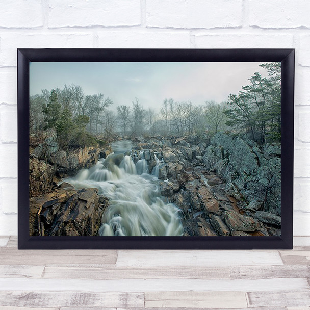 Dawn At Middle Falls Water Spring Morning Waterfall River Stream Rapid Art Print