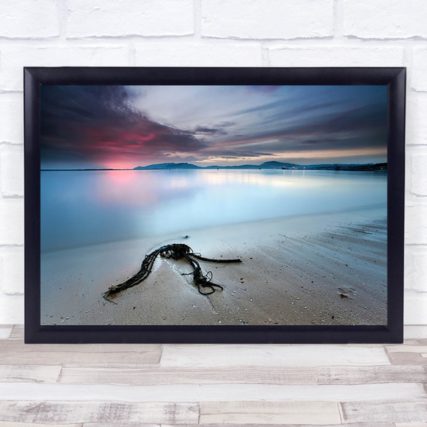 Driftwood Beach Seascape Sunset Mitrena Water Mountain Wall Art Print