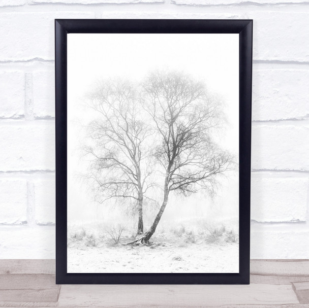 Early In The Morning Tree Winter Snow White Wall Art Print