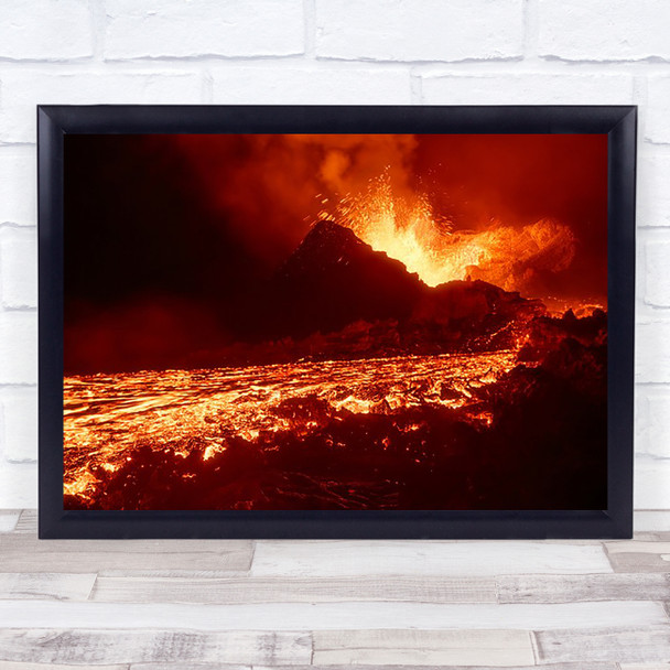 From The Hell Volcano Eruption Lava Night Magma Aventura Piton Wall Art Print