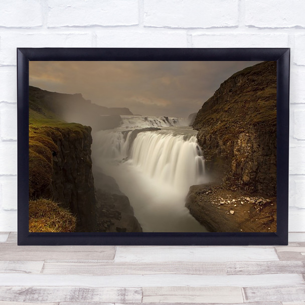 Gullfoss Waterfall Iceland Cliffs River Stream Force Power Art Print