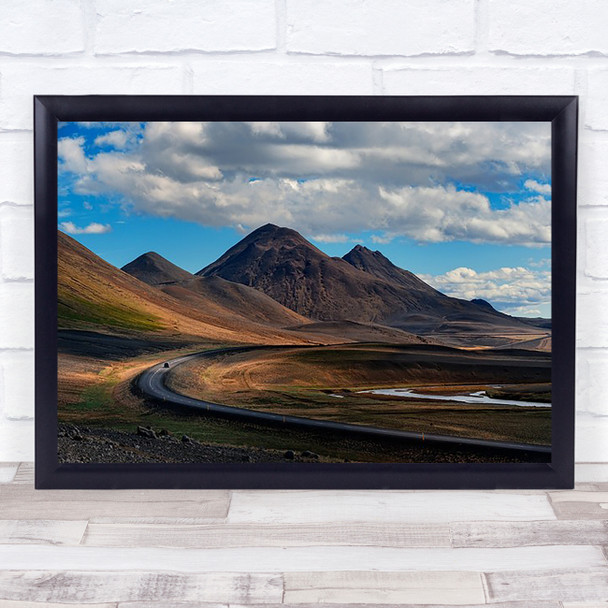 Iceland Landmark Sight Mountain Mountains Road Country Side Wall Art Print