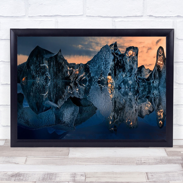 Japkulsairla&Sup3;N Reflection Mirror Water Mountain Gold Iceland Wall Art Print