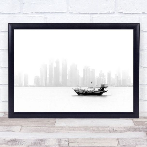 Lonely Boat Doha Qatar Wall Art Print