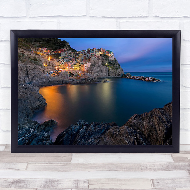 Manarola Lifestyle Italy Sunset Twilight Village Wall Art Print