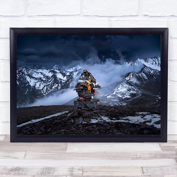 Marnyi Stone China Mountain Snow Sky Clouds Storm Asia Stones Wall Art Print