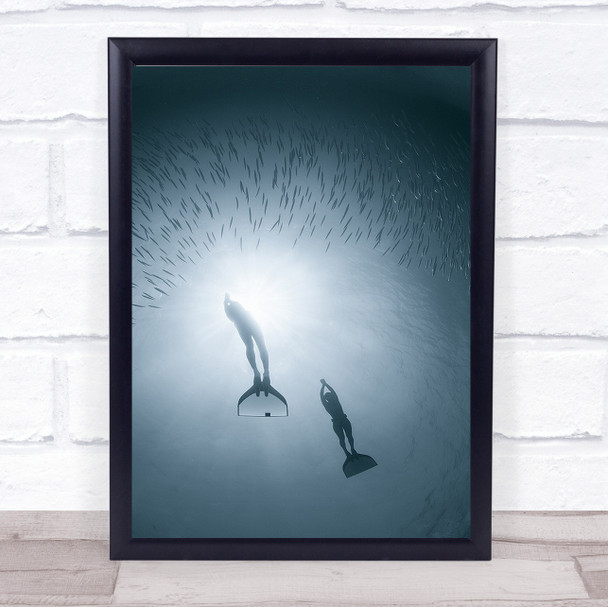 Merfolk Mermaid Diving Divers Fish Underwater People Egypt Wall Art Print