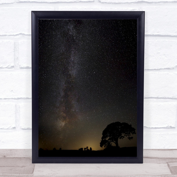 Milky way Night Star Astronomy Tree Sky Latvia Araisi Wall Art Print