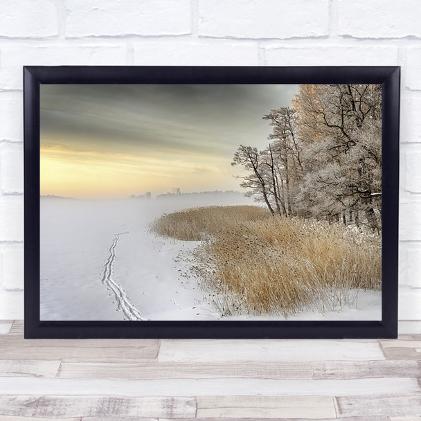 Misty Winter Morning Mist Sunrise Frost Snow Finland Tracks Frozen Art Print