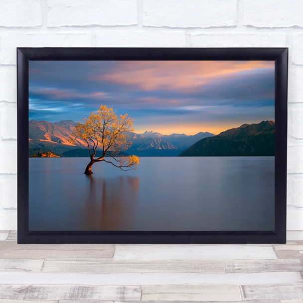 Morning Glow Tree Wanaka Sunrise New Zealand Lonely Alone Wall Art Print