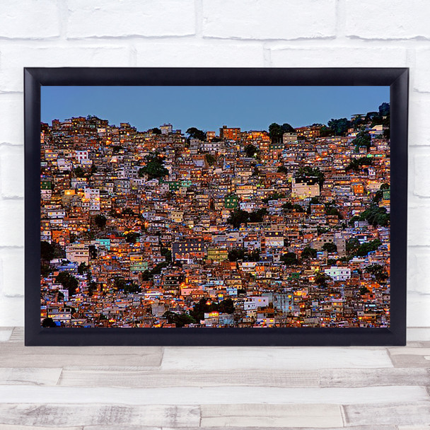 Nightfall In The Favela Da Rocinha Cityscape Rio Wall Art Print