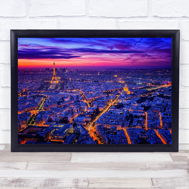 Paris I Night Architecture Cityscape Skyline City Urban Landmark Wall Art Print