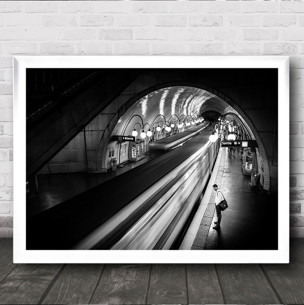 Paris Metro France Motion Blur Train Wall Art Print