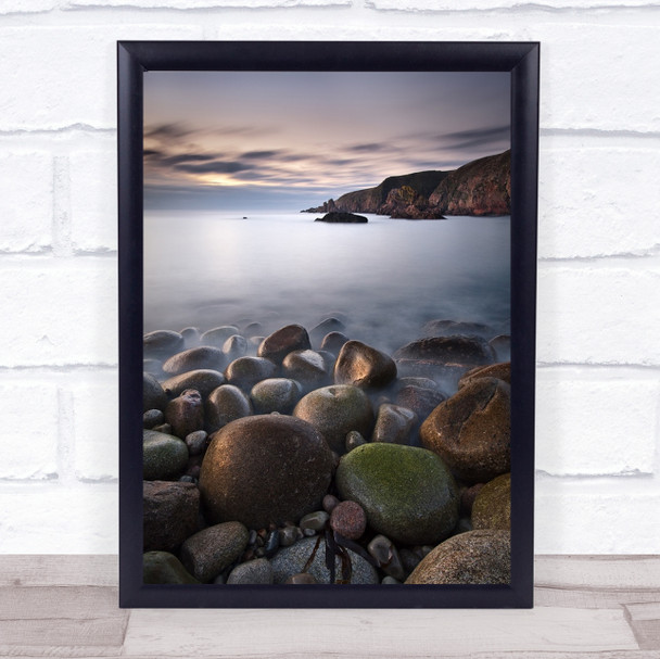 Pebble Beach Sea Coast Rocks shore Pebbles Smooth Wall Art Print