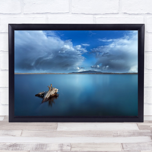 Poland Cerastes Lake Driftwood Lower Silesia Seascape Blue Wall Art Print