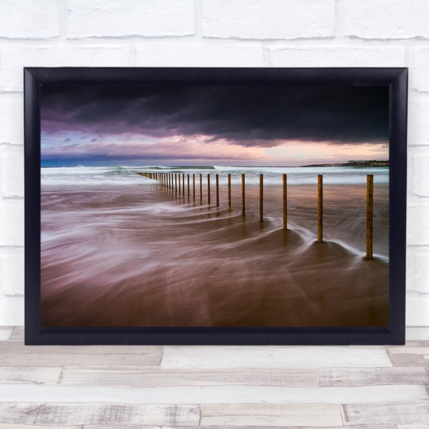 Portstewart Strand Seascape National trust Beach Posts Sticks Wall Art Print