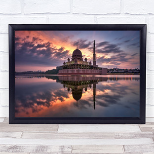 Putrajaya Malaysia Sunrise Reflection Mosque Putraja Asia Tower Wall Art Print