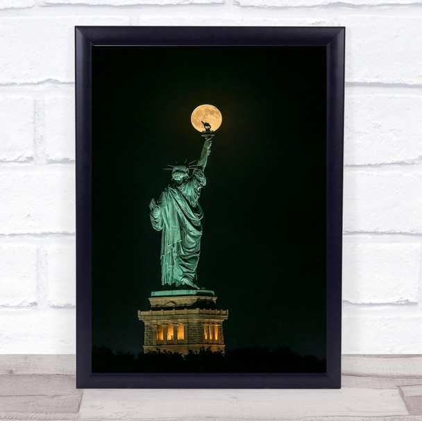 Statue of Liberty Moon Full Monument Wall Art Print