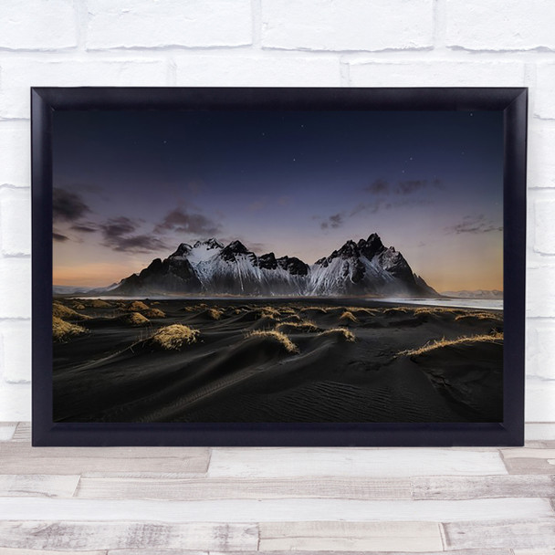 Stokksnes Vi Iceland Mountains Coast Island Silk Water Sea Sunset Wall Art Print