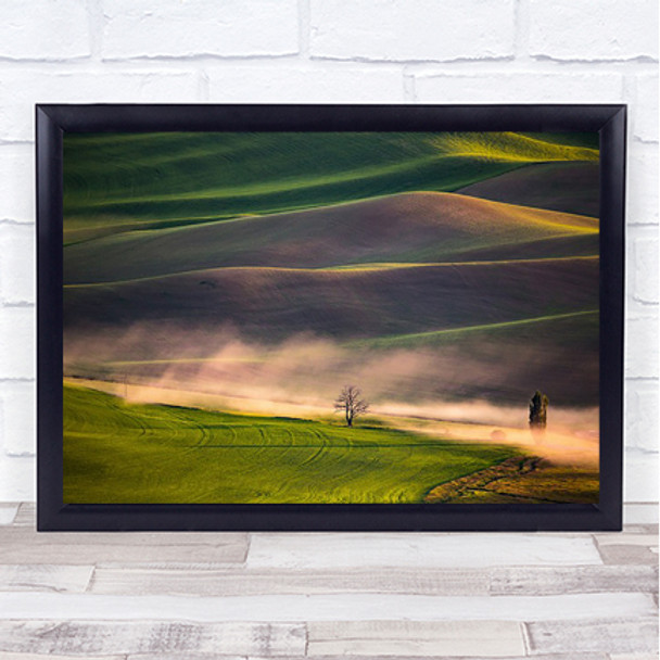 Sunset In Palouse USA United States America Green Field Fields Wall Art Print