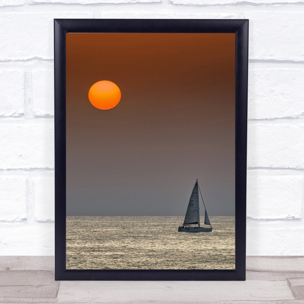 Sunset Sailing Boat Sea Wall Art Print