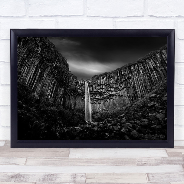 Svartifoss Waterfall Iceland Mountain Cliffs Rock Formation Wall Art Print