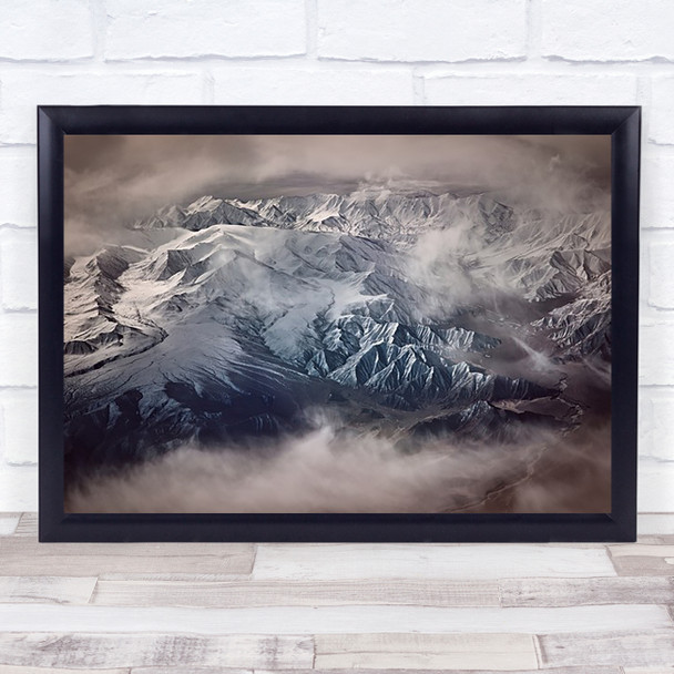 The Tibetan Plateau Tibet Mountains Valleys Snow Alp Alps Aerial Above Art Print