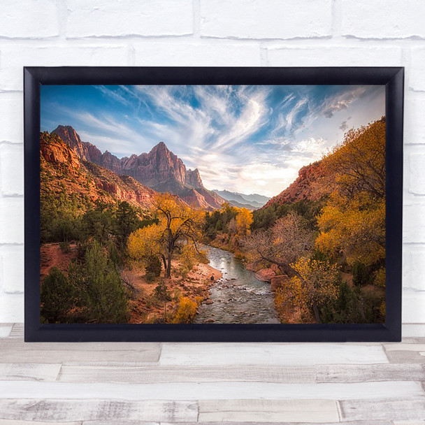 Watchman Sunset Zion Watcihman Utah National Park Autumn Fall Wall Art Print