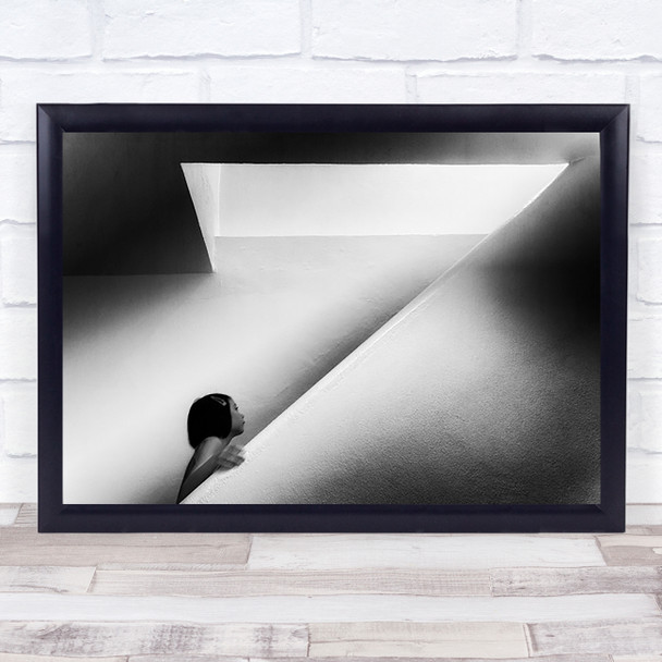 Diagonal Architecture Girl Stairs Staircase Stairway Kid Child Wall Art Print