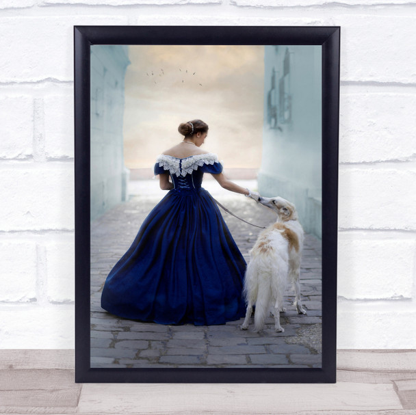 Friends Will Be Renaissance Vintage Dress Blue Dog Dogs Pet Wall Art Print