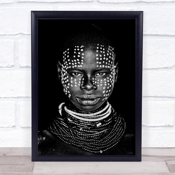 Karo Woman Africa Ethiopia Dark Painted Face Wall Art Print