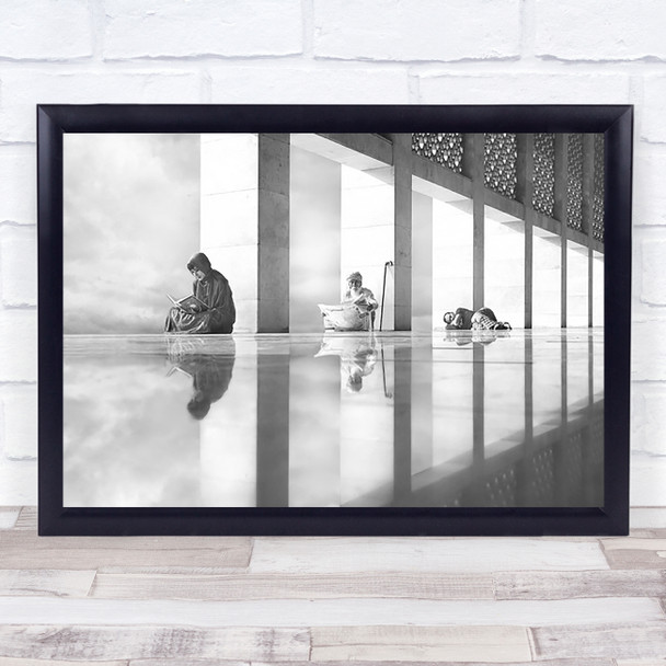 Praying Reading Sleeping Resting Reflection Hallway Old Age Stick Cane Art Print