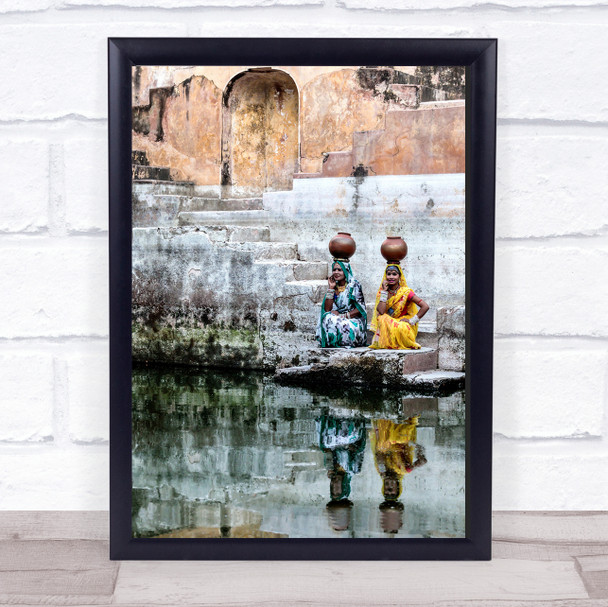 Stepwell Reflections Water Girls Wall Art Print