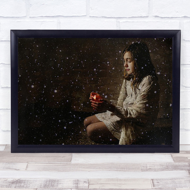 The Little Match Girl Light Flame Fire Snow Snowfall Snowing Person Art Print