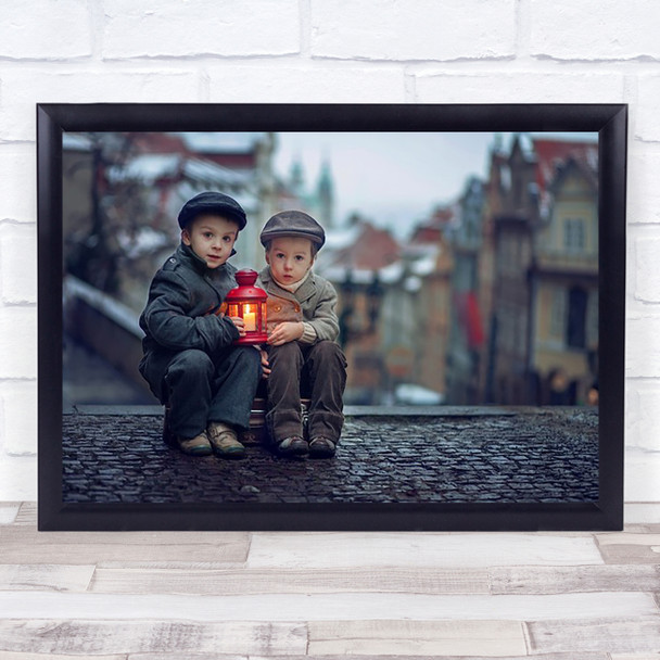 Twilight Light Cute Lamp Lantern Candle Flame Warm Kids Children Wall Art Print