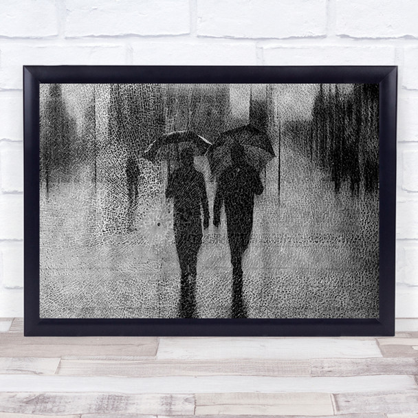 Umbrella Couple Romance Window People Street Wall Art Print