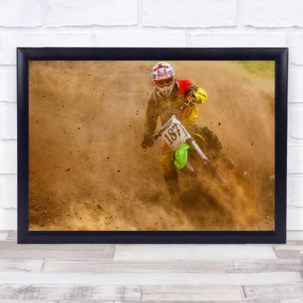 Biker Valdesoto Asturias Spain Clay Earth Rider Motocross Dust Spray Art Print