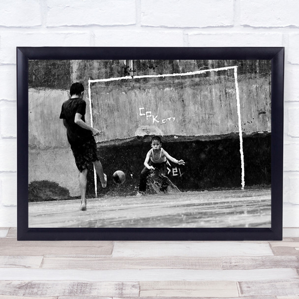 Penalty Action Sport Sports Football Water Goal Post Wall Art Print