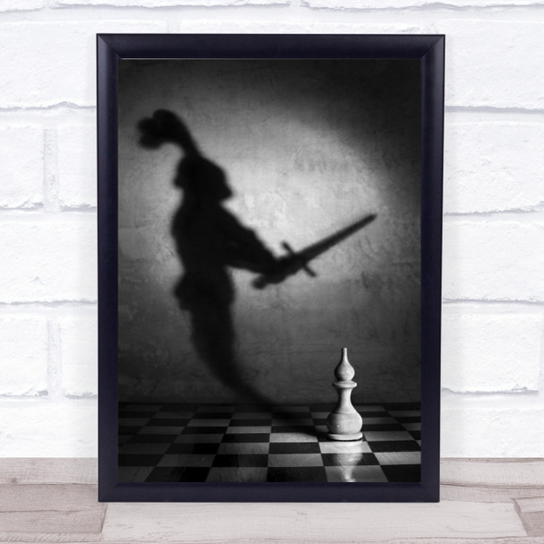 The Heart Of A Knight Chess Shadow Sword Weapon Checkered Wall Art Print