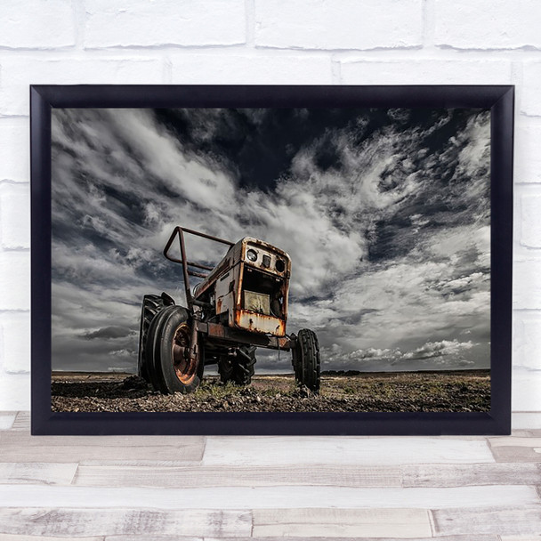 The Scream Iceland Old Tractor Abandoned Sky Clouds Rust Rusty Wall Art Print