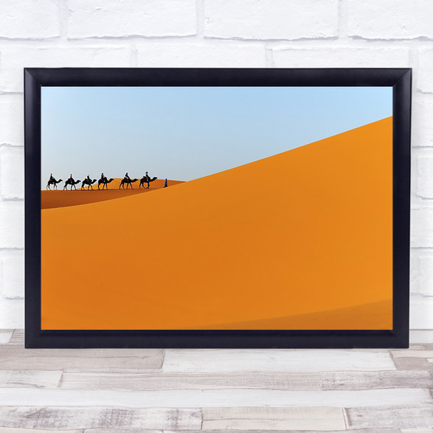Caravan Desert Orange Graphic Camel Camels Man Dune Wall Art Print
