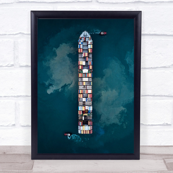 Cargo Boat Crate Shipping Industrial Transportation Water Wall Art Print