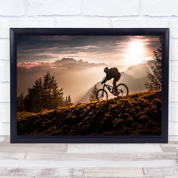 Golden Hour Biking Sunset Bike Bicycle Ride Riding Wall Art Print